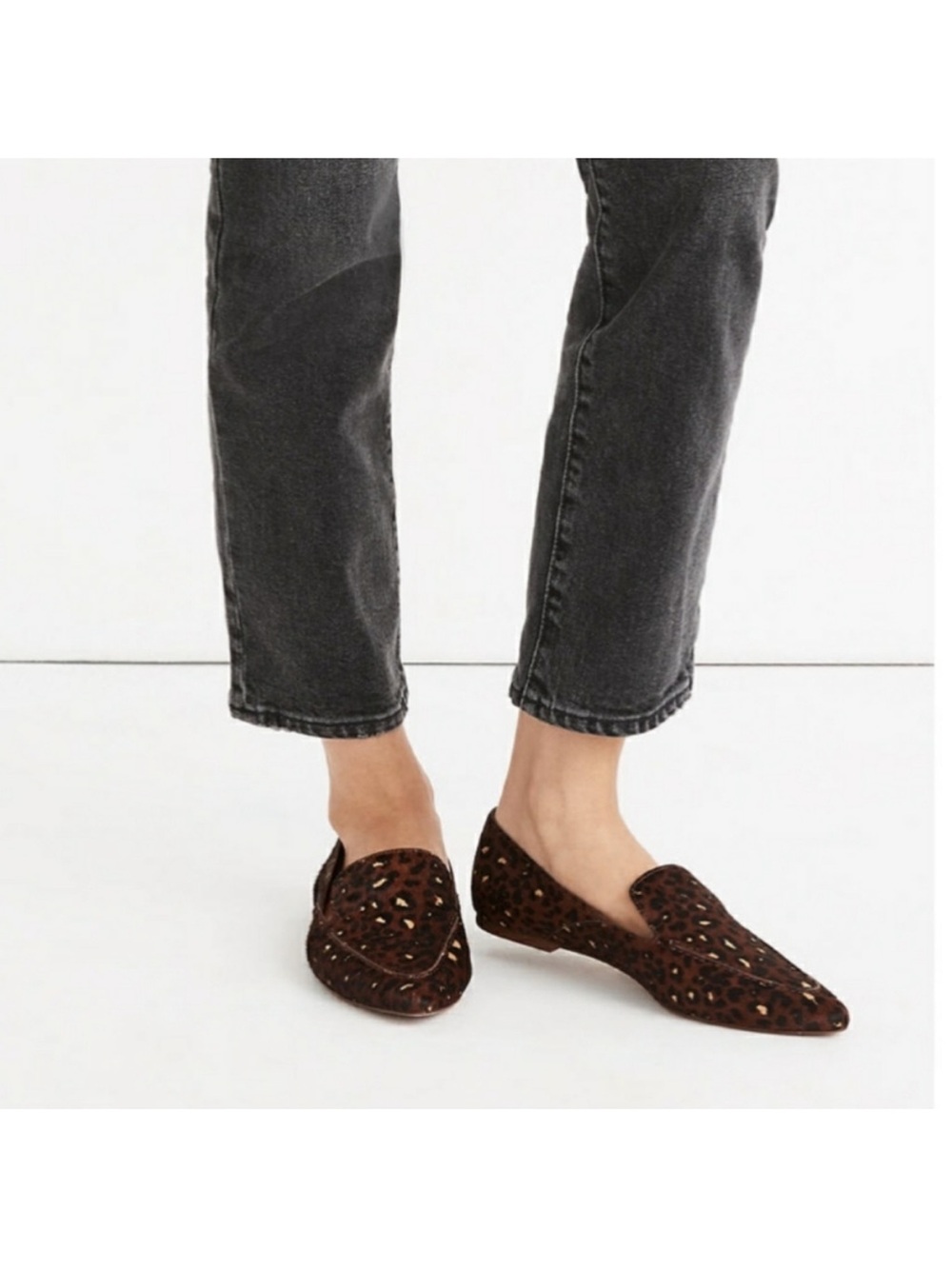 NEW Madewell The Frances Skimmer in Painted Leopard Calf Hair Animal Print